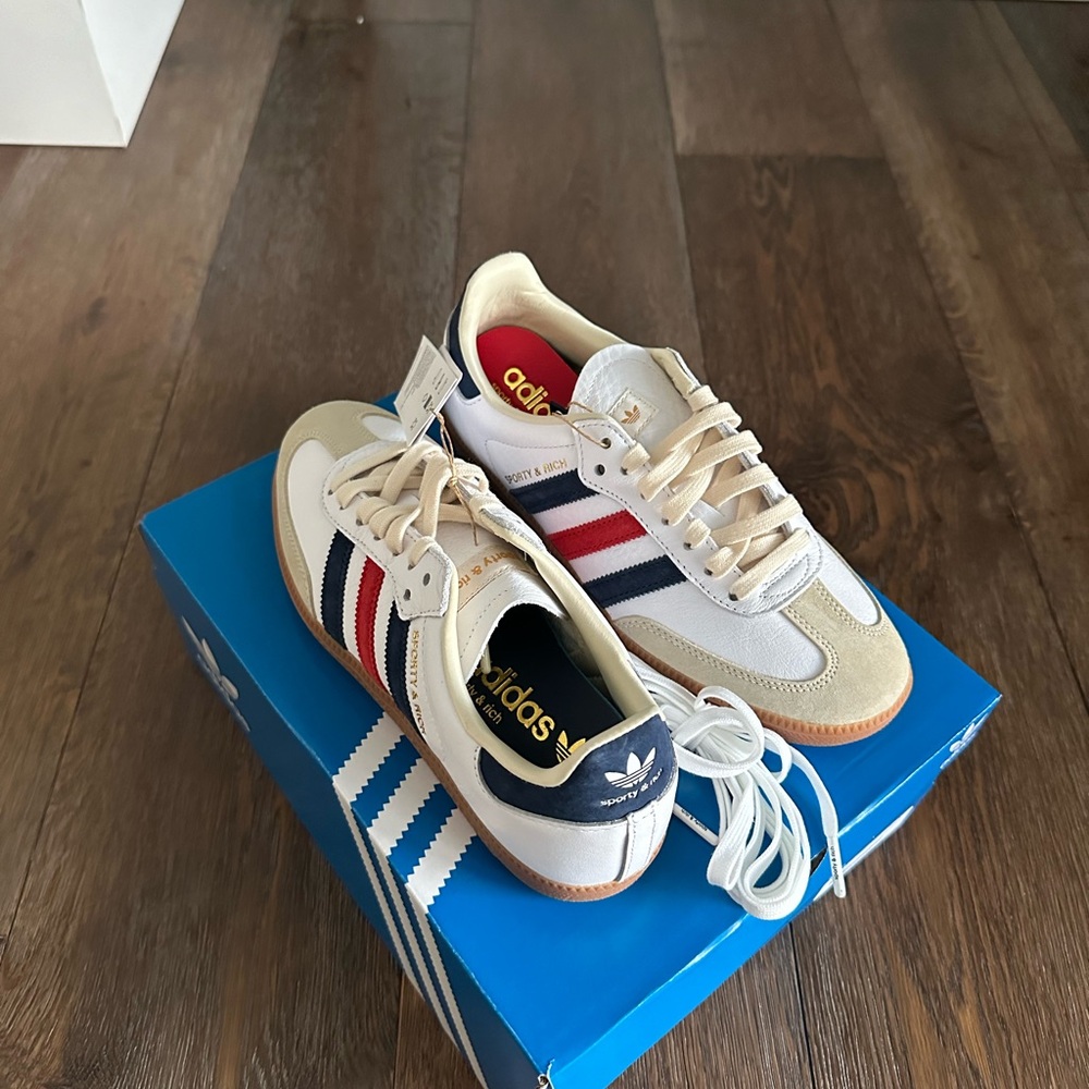 Adidas Sporty & Rich White and Blue Sneakers Design